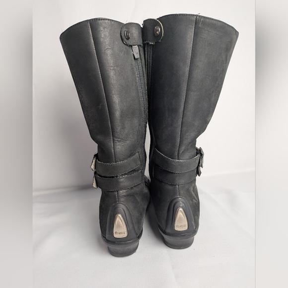 ICON Leather Women Riding Boots Black Color Biker Moto Size 9 US YKK Zippers - Picture 10 of 16